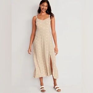 Old Navy Tan Polka Dot Midi Dress
